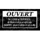 STICKER HORAIRES D'OUVERTURE