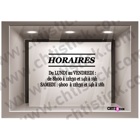 STICKER HORAIRES D'OUVERTURE